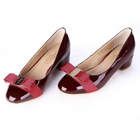 Ferragamo Shallow mouth Block heel Shoes Women--031